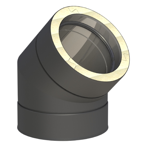 Bocht 45° (N1 en P1) - dubbelwandig - Jeremias DW-BLACK