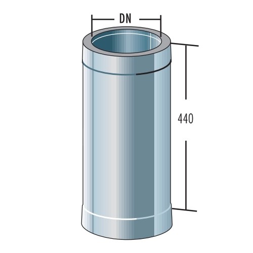 Voorbeeld: Rookkanaal element 500 mm - dubbelwandig - Raab DW-Alkon