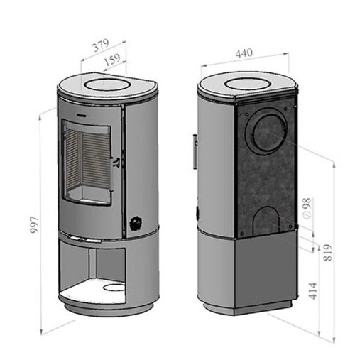 Voorbeeld: Houtkachel Morsoe 7343 | 4,3 kW met Houtopbergvak