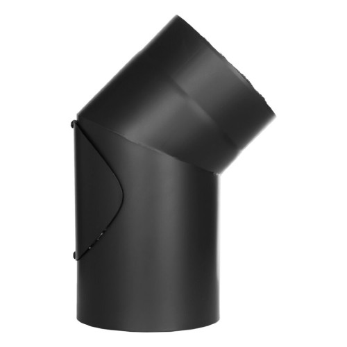 Ofenrohr 15-ISO460 - Winkel 15° schwarz mit Tür 