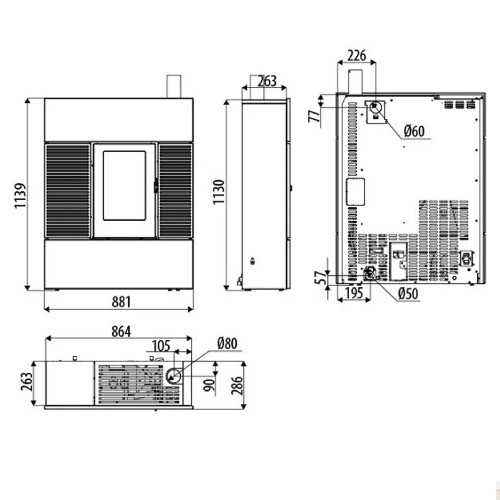 Voorbeeld: Pelletkachel MCZ RAY Comfort Air 8 UP! M2 7,8 kW