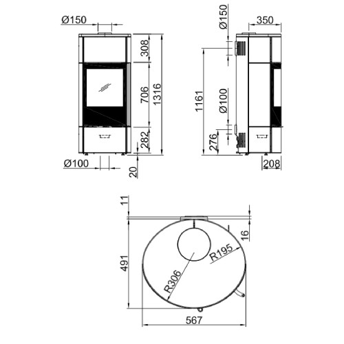 Voorbeeld: Houtkachel Spartherm Senso M H2O 7,9 kW