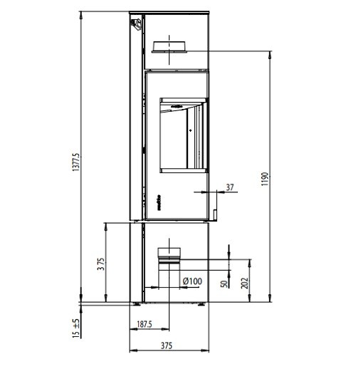 Voorbeeld: Houtkachel Wodtke Club 11 | 5 kW Kamerlucht onafhankelijk