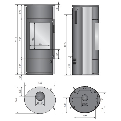 Voorbeeld: Houtkachel Oranier Polar Neo W+ | 8 kW warmteopslag kachel