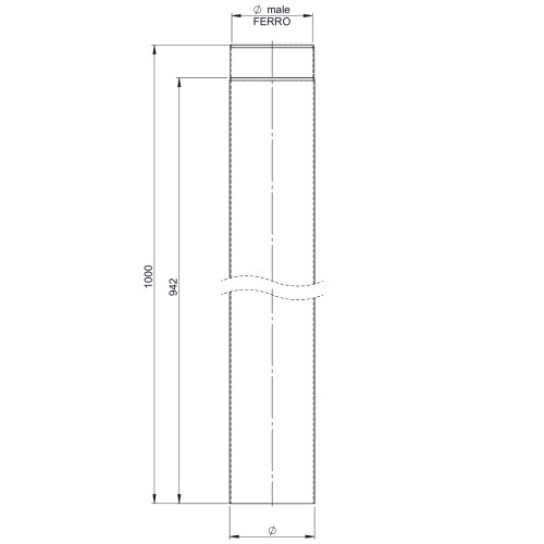 Voorbeeld: Kachelpijp - Lengte element 1000 mm - zwart - Tecnovis Tec-Stahl