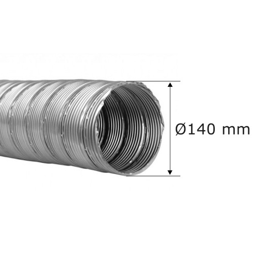 Flexibele rookkanaal enkelwandig Ø 140 mm, Roestvrijstaal