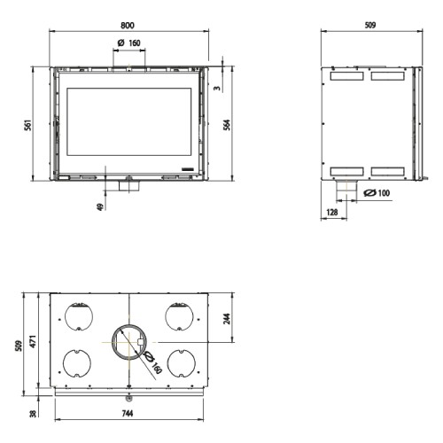 Voorbeeld: Inbouwhaard La Nordica Inserto 80 Wide 2.0 | 8 kW