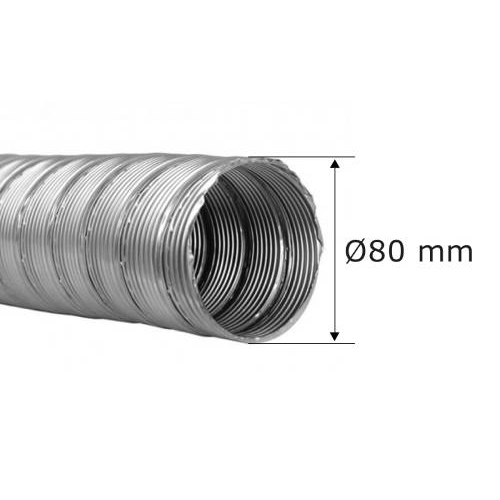 Flexibele rookkanaal dubbelwandig Ø 80 mm, Roestvrijstaal