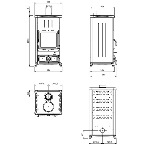 Voorbeeld: Houtkachel La Nordica Fedora - Steel 8,3 kW