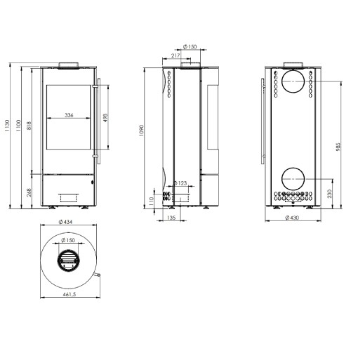 Voorbeeld: Houtkachel Olsberg Tipas III Compact 4 kW kamerlucht onafhankelijk