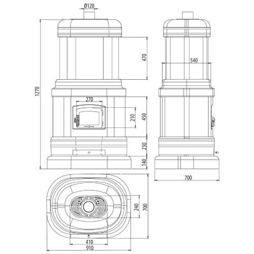 Voorbeeld: Houtkachel Sergio Leoni Viennese L/A 14,6 kW warmteopslag kachel