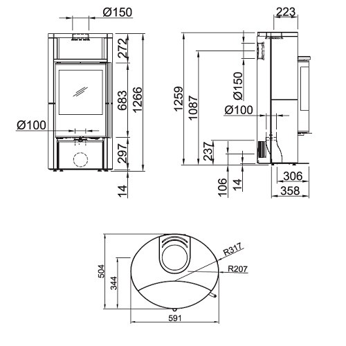 Voorbeeld: Houtkachel Spartherm Sino City 5,9 kW