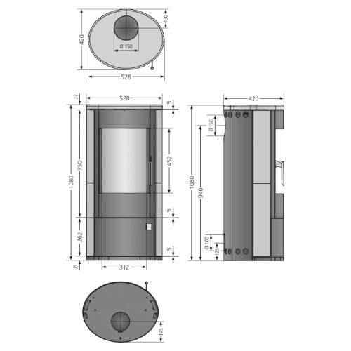 Voorbeeld: Houtkachel Justus Austin 5 | 5 kW