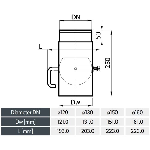 Voorbeeld: Kachelpijp - Lengte-element 250 mm met klep - zwart - Reuter Ferrum