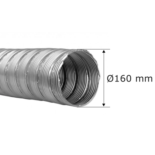 Flexibele rookkanaal dubbelwandig Ø 160 mm, Roestvrijstaal