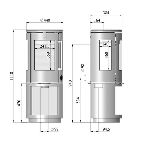 Voorbeeld: Houtkachel Morsoe 7493 | 4,3 kW met Houtopbergvak