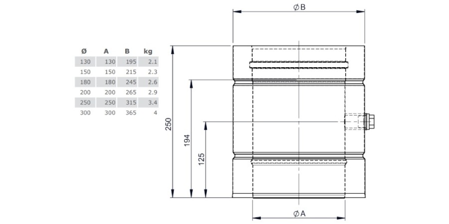 Voorbeeld: Drainage -/ Meet element 250 mm incl. 1/2“ borgschroef en sluiting - Tecnovis TEC-DW-Design