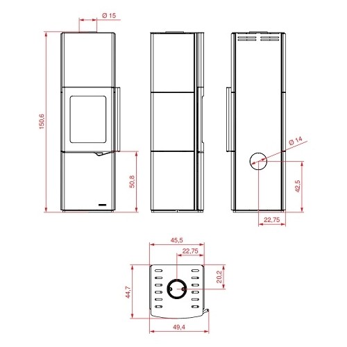 Voorbeeld: Houtkachel Palazzetti Eva S met luchtblazer 7 kW