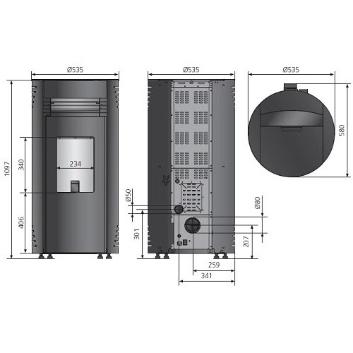 Voorbeeld: Pelletkachel Oranier Sando 50 | 8 kW