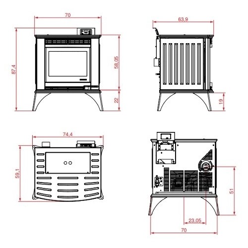 Voorbeeld: Pelletkachel Palazzetti Ecofire Cesare II 9,2 kW