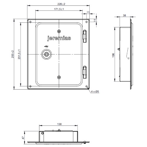 Voorbeeld: Schoorsteendeur van roestvrijstaal 210 mm x 140 mm met roetbescherming - Tecnovis TEC-EW-Classic