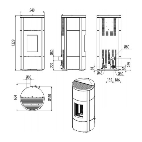 Voorbeeld: Pelletkachel MCZ FLOW Comfort Air 10 M2 10 kW