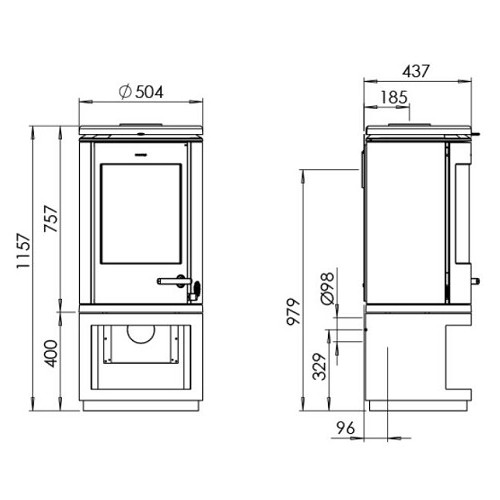 Voorbeeld: Houtkachel Morsoe 7843 | 7,3 kW met houtopbergvak