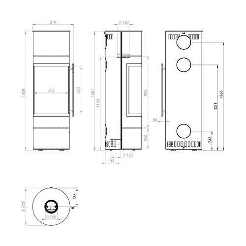 Voorbeeld: Houtkachel Olsberg Pular PowerBloc! Compact 5 kW kamerlucht onafhankelijk