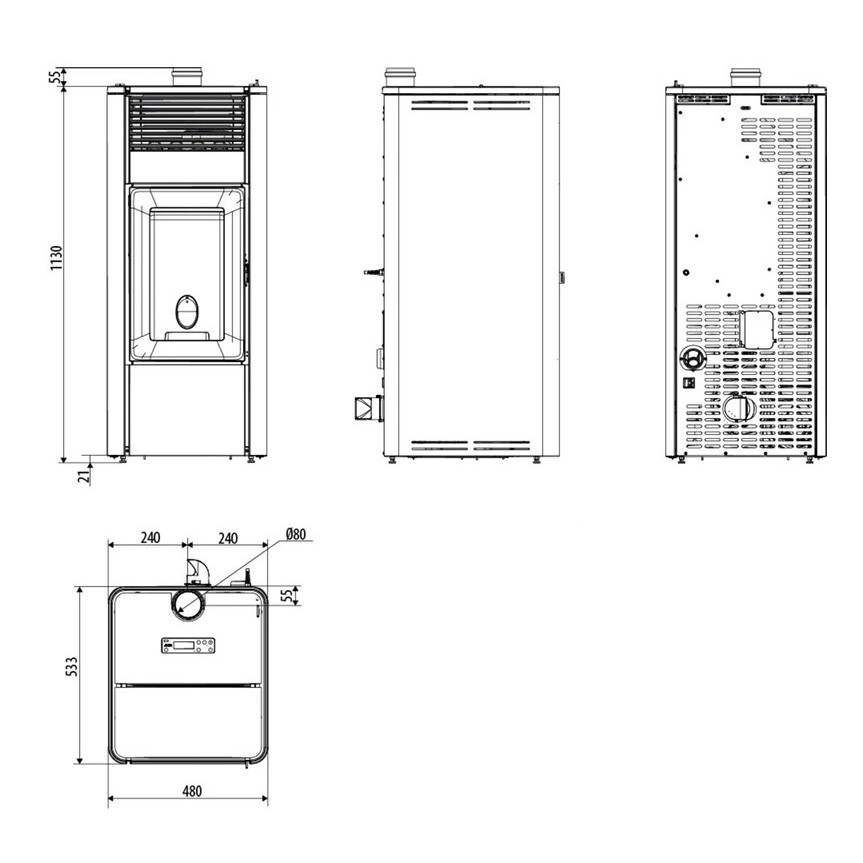 Pelletkachel MCZ TEIA Comfort Air 10 UP! S1 10 kW