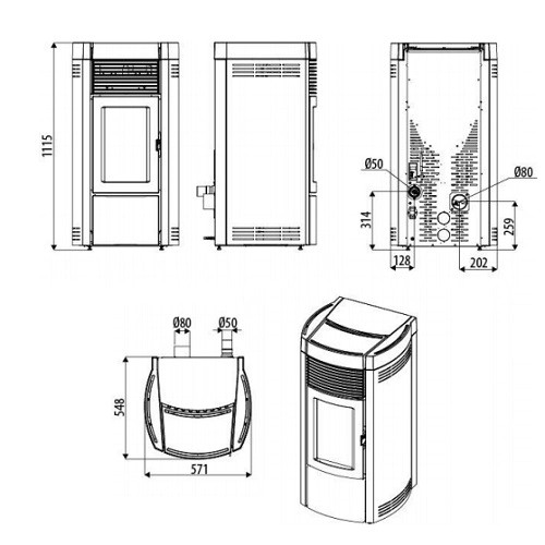 Pelletkachel MCZ MUSA Hydromatic Maestro 16kW