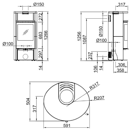 Voorbeeld: Houtkachel Spartherm Sino L 5,9 kW