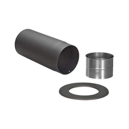 Kachelpijp met bocht (zijlengte 450/700 mm) - Zwarte set - Tecnovis Tec-Stahl