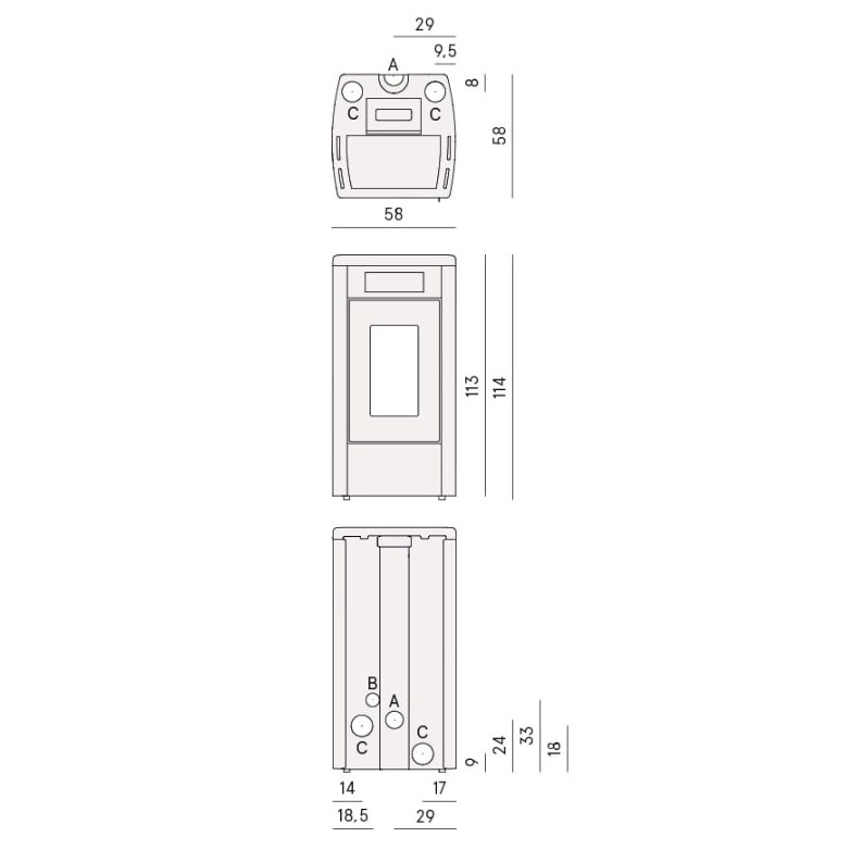 Voorbeeld: Pelletkachel Cadel Atena Plus 14 | 14 kW