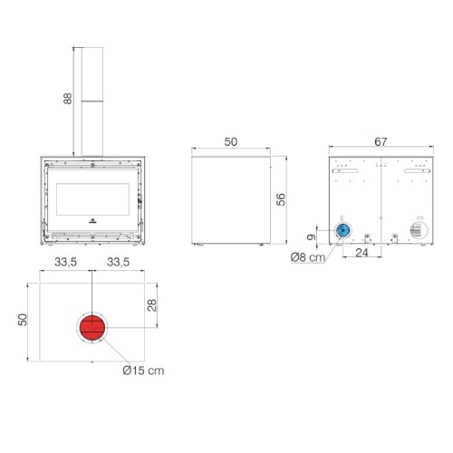 Voorbeeld: Houtkachel Edilkamin Bench 54 | 9,4 kW