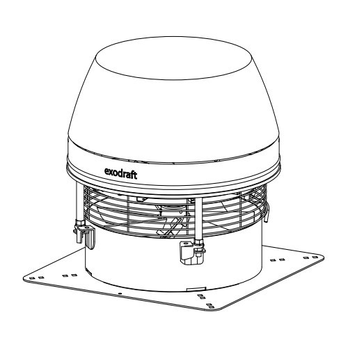 Voorbeeld: Rookgasventilator - horizontale uitblaas, bestendig tegen hoge temperaturen – Exodraft