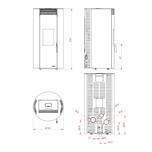 Voorbeeld: Pelletkachel Palazzetti Ecofire Emily TC 9 kW