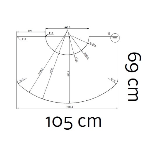Kachel toebehoor Morsoe - Glazen vloerplaat 6 mm, 105 x 69 cm - 6100 / 6800