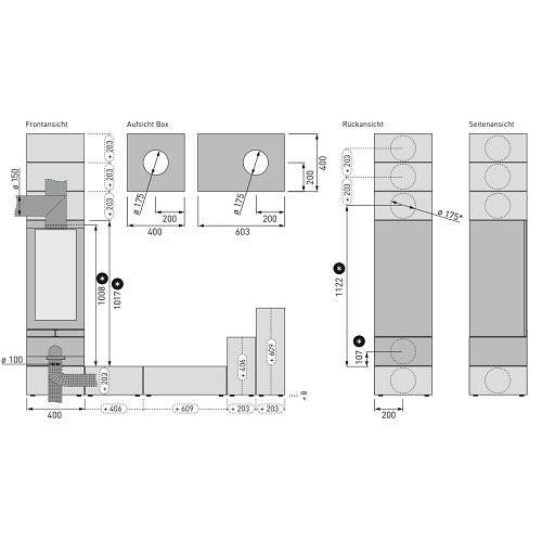 Voorbeeld: Houtkachel Skantherm Brennkammer Elements 400 Front 5kW