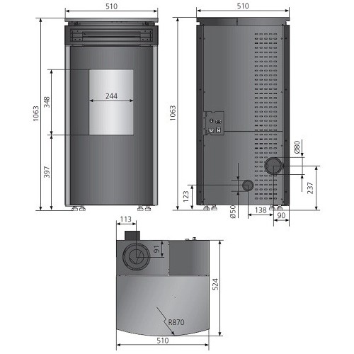 Voorbeeld: Pelletkachel Oranier Neta 8 kW