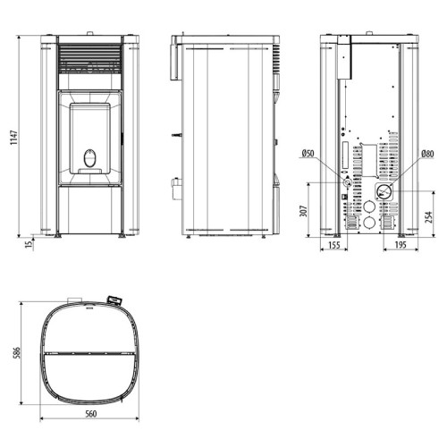 Voorbeeld: Pelletkachel MCZ MUSA Comfort Air 12 M3 11,9 kW