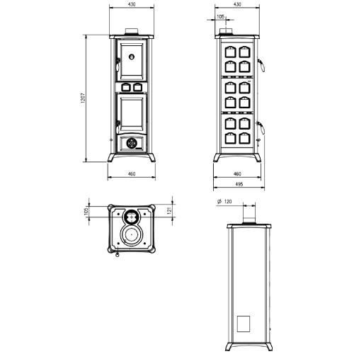 Voorbeeld: Houtkachel La Nordica Gemma Forno 5.0 - Ceramica 7,3 kW met bakoven