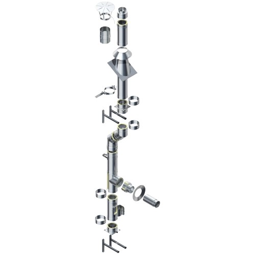 Rookkanaal dubbelwandig Ø 130 mm bouwpakket - Raab DW 25 Optilife