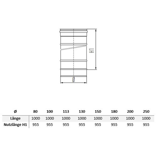 Voorbeeld: Lengte-element 1000 mm - enkelwandig - Schiedel Metaloterm MF