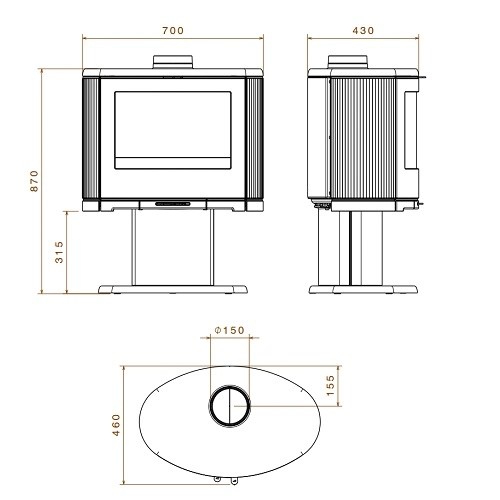 Voorbeeld: Houtkachel Dovre Bow/P 9 kW