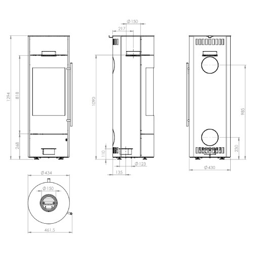 Voorbeeld: Houtkachel Olsberg Tipas PowerBloc! Compact 4 kW kamerlucht onafhankelijk