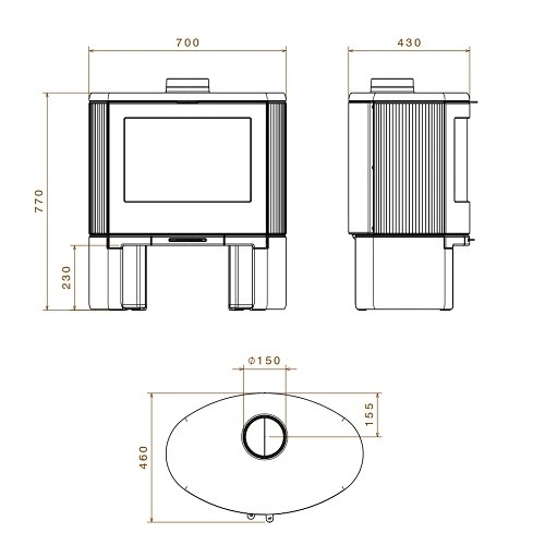 Voorbeeld: Houtkachel Dovre Bow 9 kW