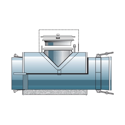 V-Rookkanaal element met reinigingsopening (drukdicht voor aansluitleiding) - dubbelwandig - Raab DW-Alkon