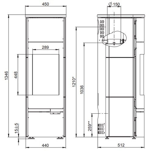 Voorbeeld: Houtkachel Wodtke Twin 7 kW