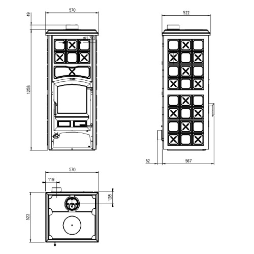 Voorbeeld: Houtkachel La Nordica Loriet S DSA 16,8 kW watervoerend