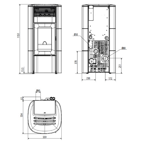 Voorbeeld: Pelletkachel MCZ CLUB Hydromatic 24 M2+ 24,2 kW watervoerend